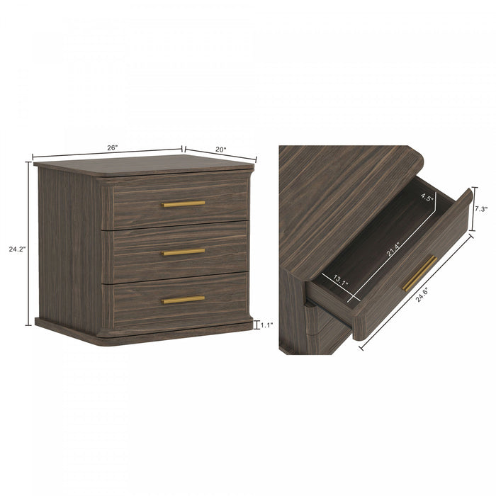 Clifford Traditional Nightstand in Walnut (3-Drawer)