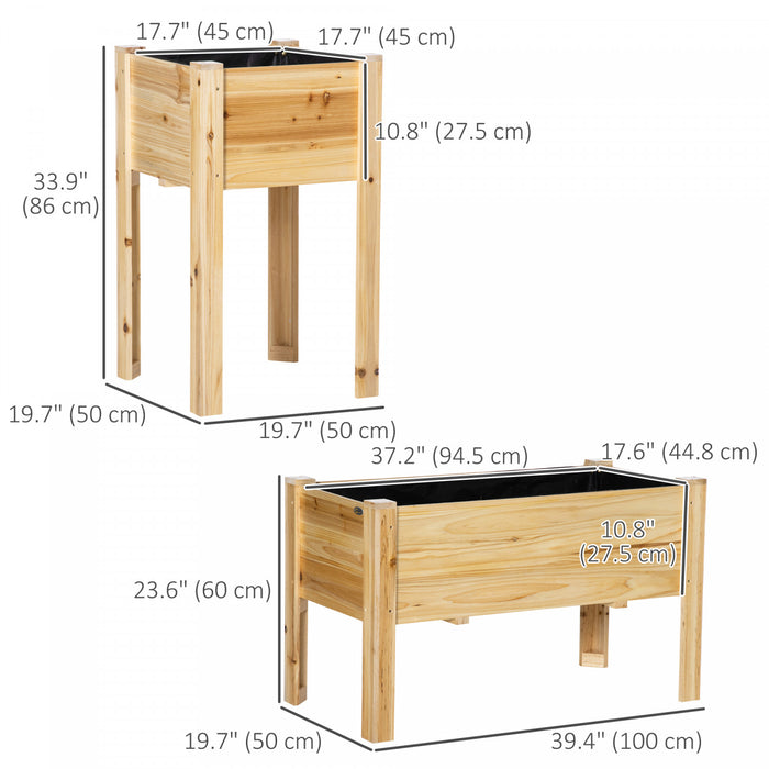 Outsunny Flower Bed Set of 3, Wood Planter Boxes for Patio Lawn