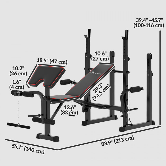 Soozier Weight Bench With 2 Barbell Rack And Preacher Curl Bench