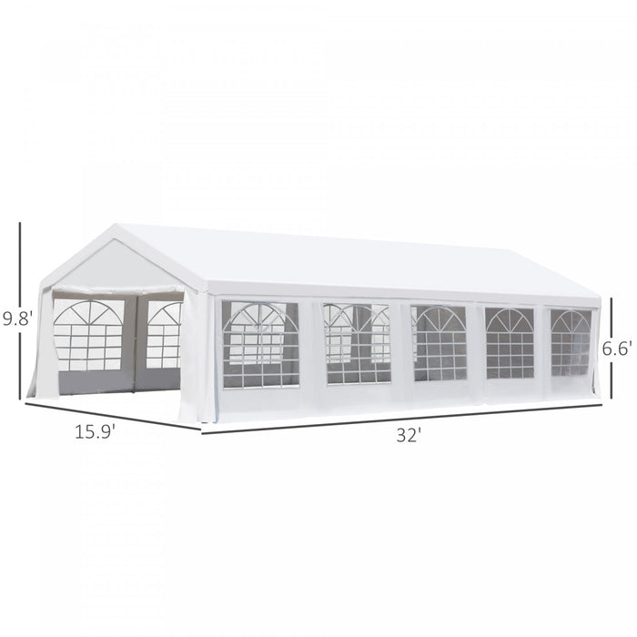 Outsunny 16'x32' Large Party Tent & Carport With Removable Sidewalls And Windows, Portable Garage Canopy Tent, Sun Shade Shelter, For Parties, Wedding, Outdoor Events