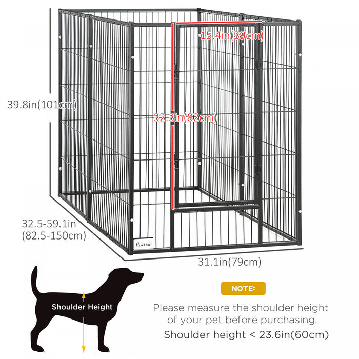Pawhut 6 Panel Dog Playpen Dog Pen Metal Pet Fence For Outside Indoor, Adjustable Width, Heavy Duty Steel Frame, 32.5\"-59\"w X 24\"d X 40''h Black