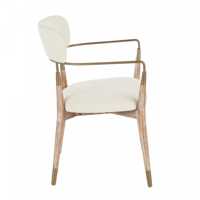 LumiSource Savannah Cream Fabric Contemporary Dining Chair - Set of 2