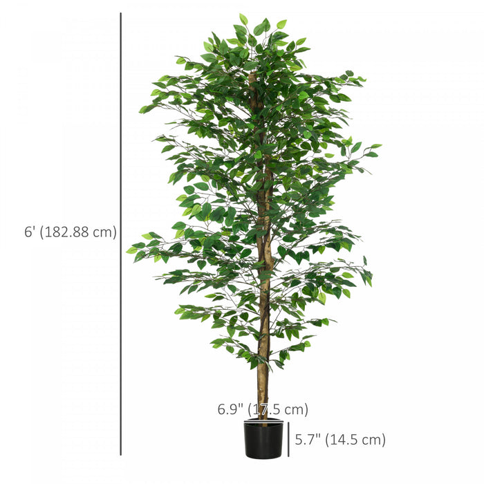 HOMCOM 2 Piece 6ft Artificial Trees Ficus for Indoor Home Decor