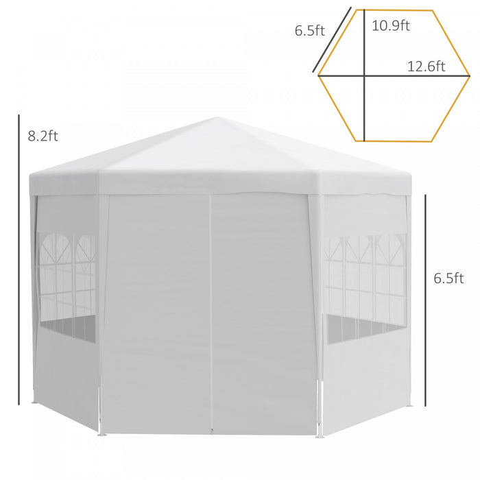 Outsunny 13 Ft. Gazebo Canopy Party Tent With 6 Removable Side Walls With Windows And Doors For Outdoor Events, White