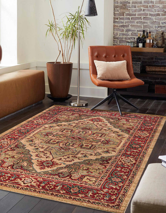 Lux Traditional 3'11\" x 5'7\" Area Rug in Ivory Indoor Area Rug