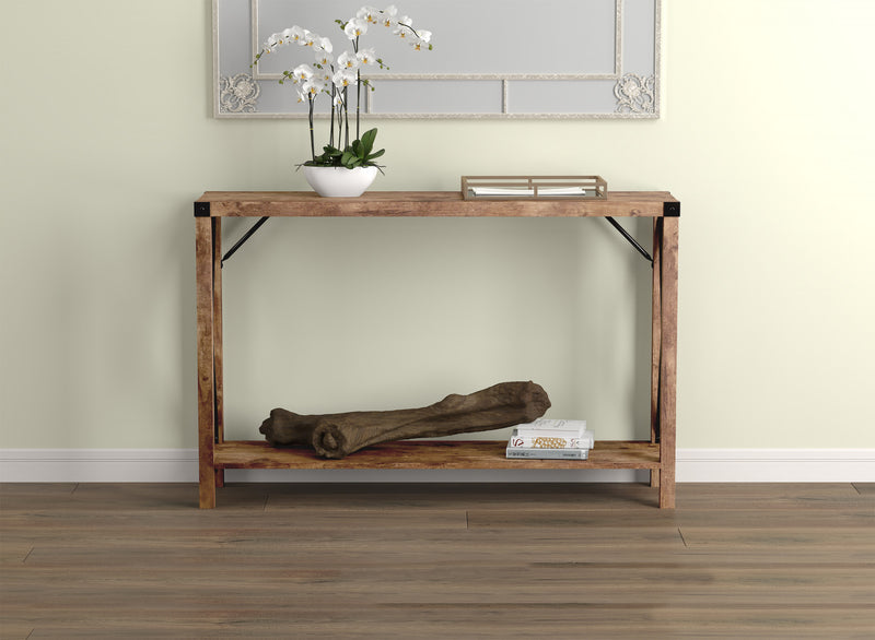 46” Console Table With 1 Shelf - Reclaimed Wood With Black Metal