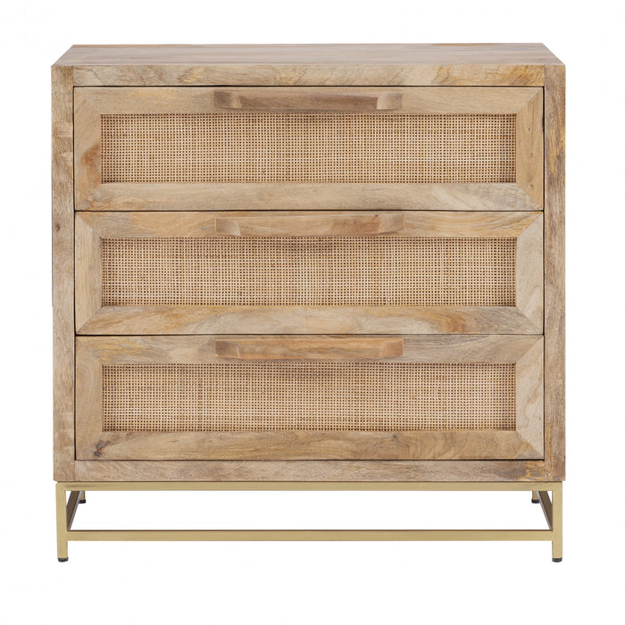 Janie 3-Drawer Rattan Accent Cabinet - Natural