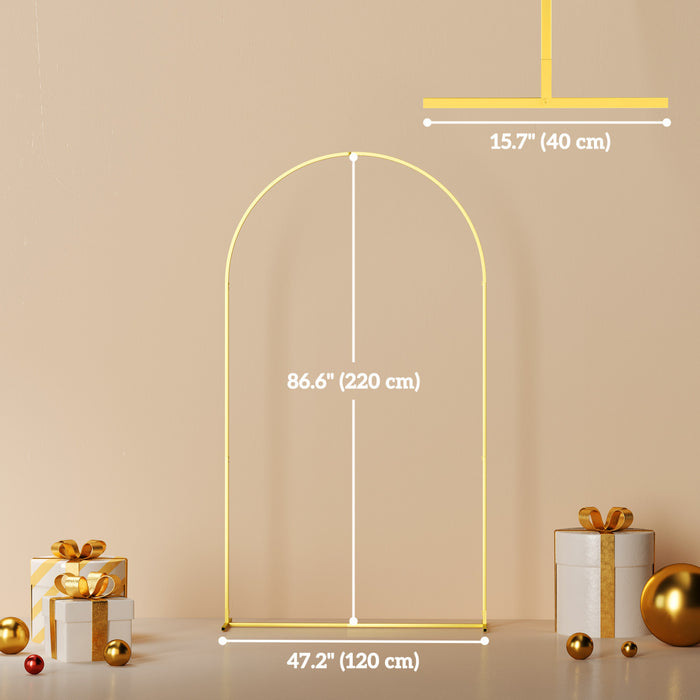 Outsunny 7ft X 4ft Gold Wedding Arch, Backdrop Stand With U-shaped Stakes
