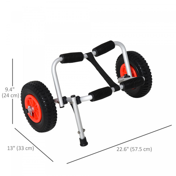 Soozier Kayak Cart Dolly With Flat-free Wheels And Aluminum Frame, Silver
