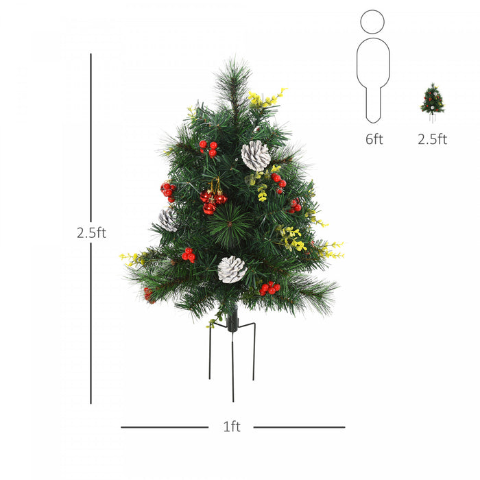 Homcom 2.5ft 2 Pieces Prelit Artificial Christmas Tree With 24 Warm White Led Lights And 70 Tips