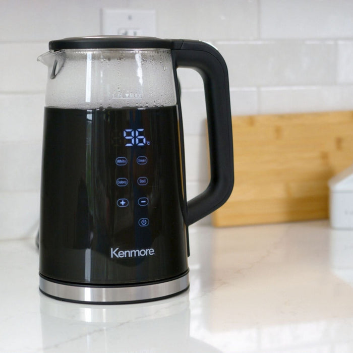 Kenmore Double Wall Glass Digital Touch Screen 1.7 L Kettle Black - KKTKDB 1.7 L