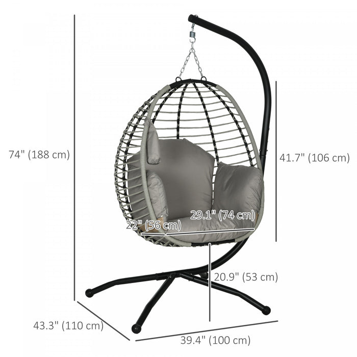 Outsunny Hanging Egg Chair with Thick Padded Cushion, Patio Swing Chair
