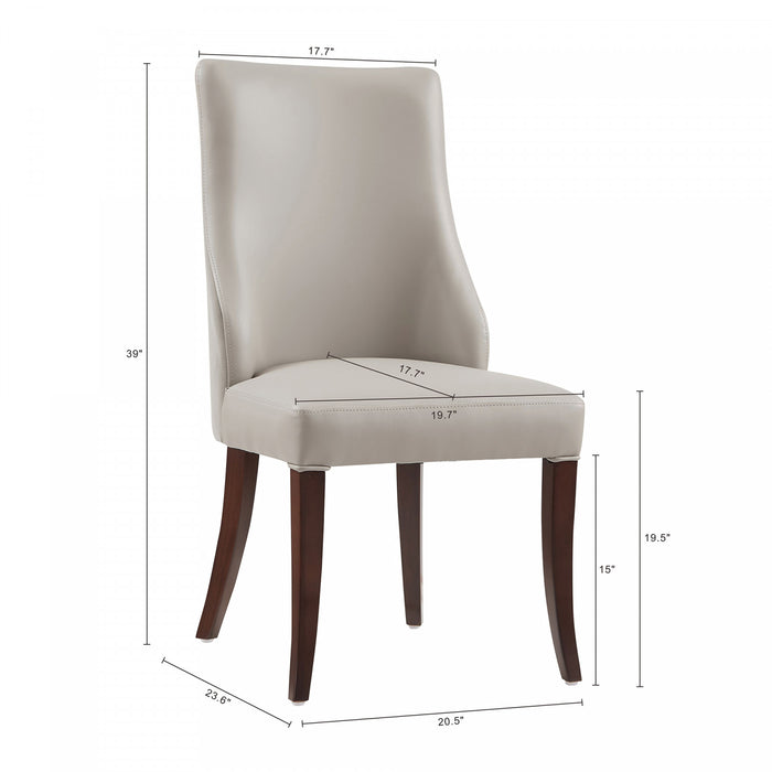 Connie Modern Vegan Leather and Velvet Wood Dining Chair in Light Gray - Set of 4