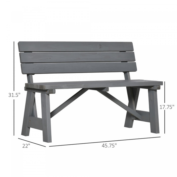 Outsunny Wooden Garden Bench For Outdoor, Grey