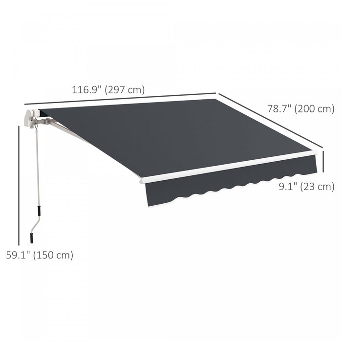 Outsunny 10' X 6.5' Retractable Awning With Led Lights, Uv40+, Dark Grey