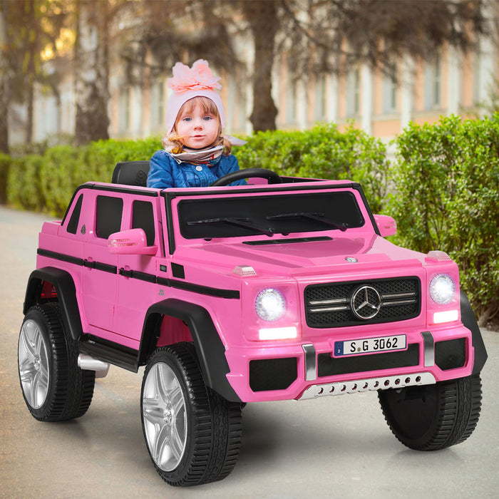 12v Licensed Mercedes-benz Kids Ride On Car Rc Motorized Vehicles W/ Trunk Pink