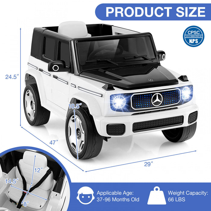 Costway Licensed Mercedes-benz Eqg Kids Ride On Car With Remote Control Detachable Battery White