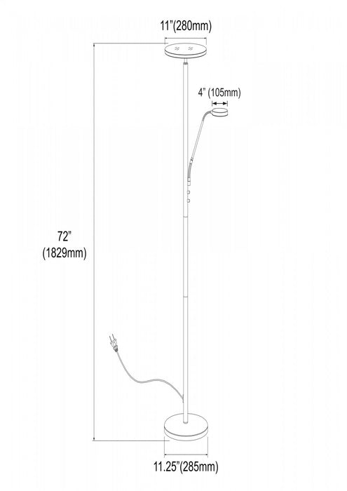 Dainolite Mother And Son LED Floor Lamp Satin Nickel Finish