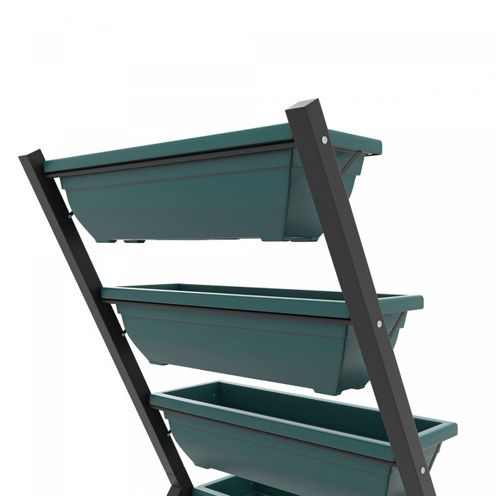 Outsunny 5-tier Raised Garden Bed With 5 Planter Box, Outdoor Plant Stand Grow Containers With Leaking Holes For Balcony Patio Outdoor, Green
