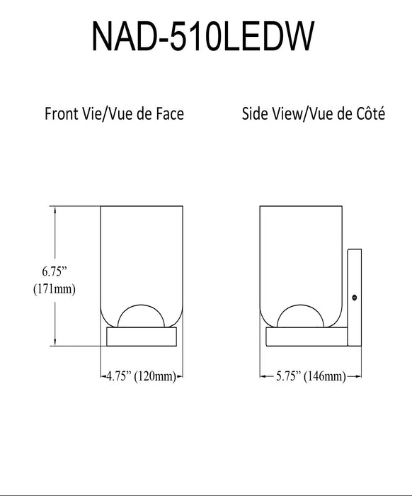 Dainolite Nadine LED Wall Sconce 10w Aged Brass Clear Glass Lamp