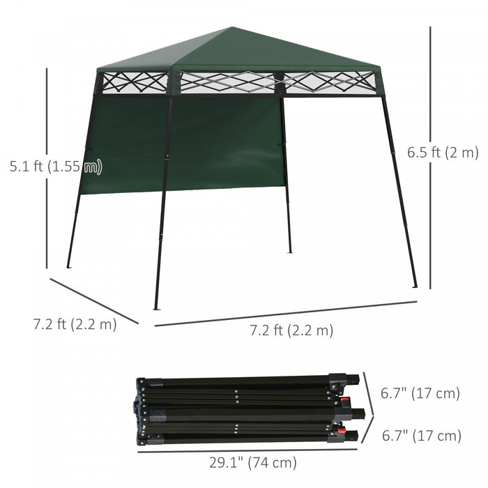 Outsuuny Retractable Awning With Angled Legs, Green And Black