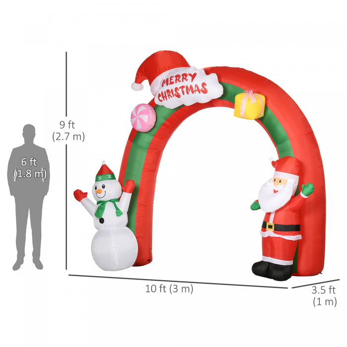 HOMCOM 9ft Giant Christmas Inflatables Archway with Santa for Yard