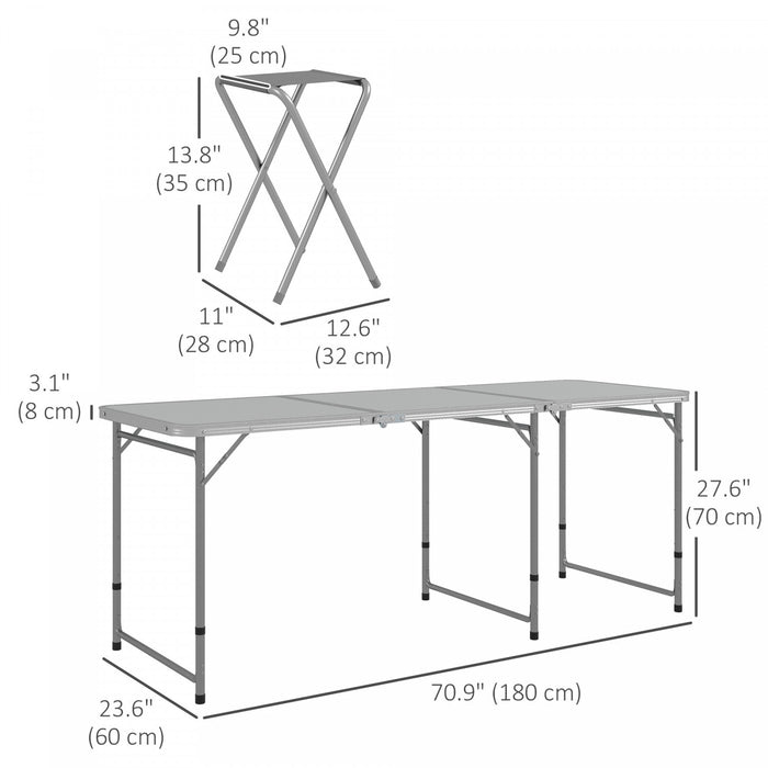 Outsunny Camping Table And Chairs Folding Picnic Table And 6 Stools