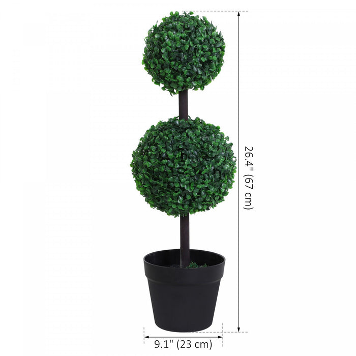 Outsunny 2 Ball Topiary Tree for Home Office, Living Room Decor