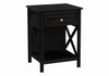 Accent Side End Table 2-Tier Bedroom Nightstand Storage Drawer Black Veneer Transitional