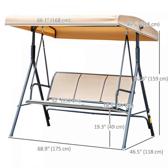 Outsunny 3-seater Swing Chair Covered, Beige
