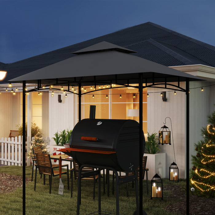 Outsunny Bbq Gazebo Canopy Replacement, 5'x8' Grill Gazebo Roof, Dark Grey