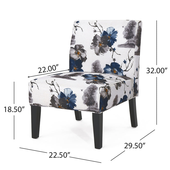 Oliver Linen-look Fabric Accent Chair Set Of 2 With Rubberwood Legs - Blue, Multicolour