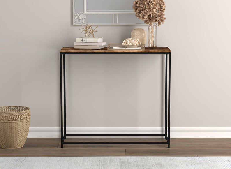 31” Modern Console Table - Brown Reclaimed Wood With Black Metal
