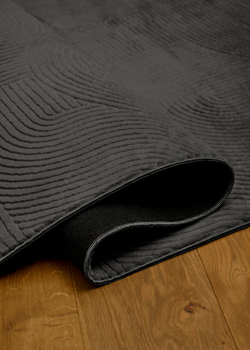 Elion Contemporary Charcoal Washable Rug 6'7\" x 9'0\" Indoor Area Rug