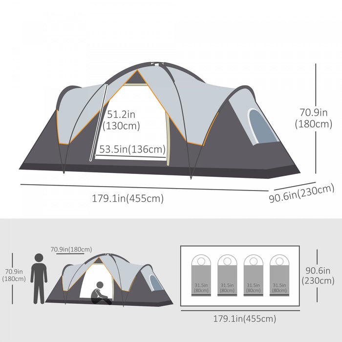Outsunny 5-6 Person Outdoor Camping Tent, Family Tent W/ Light Hook, Cream