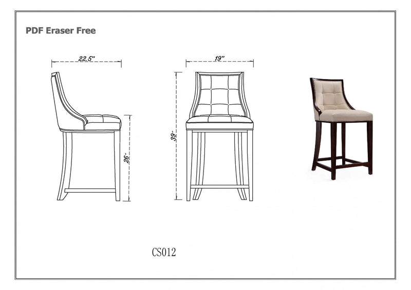 Fifth Avenue Traditional Wood Upholstered Counter Stool in Graphite - Set of 2