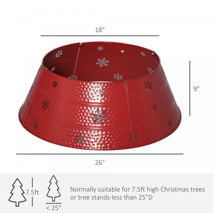 Homcom Christmas Tree Collar Xmas Tree Metal Skirt Decor Red