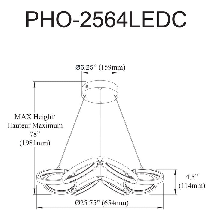 Dainolite Philo Chandelier 64w Aged Brass White Silicone Diffuser Lamp