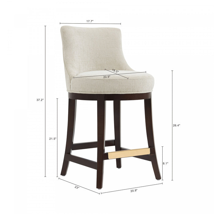 Lucia Modern Chenille Wood Counter Stool in Natural - Set of 2