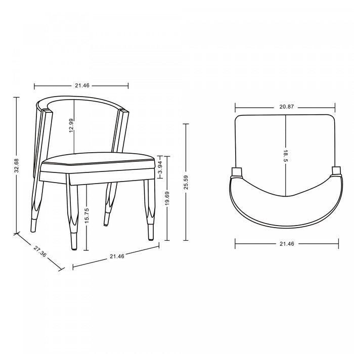 Ola Modern Wood Chenille Dining Chair in Stone - Set of 2