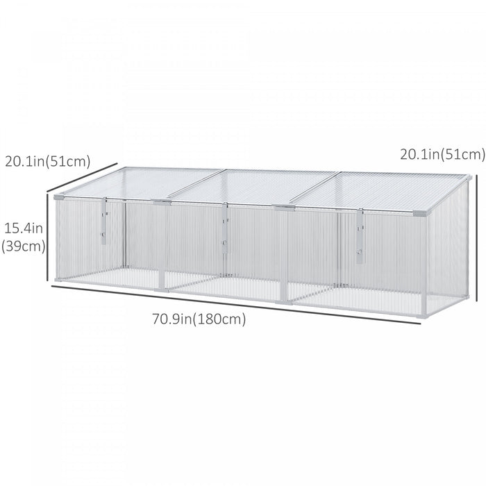 Outsunny Aluminium Cold Frame Garden Portable Greenhouse With Openable Top For Indoor, Outdoor, Flowers, Vegetables, Plants, 71\" X 21\" X 20\"
