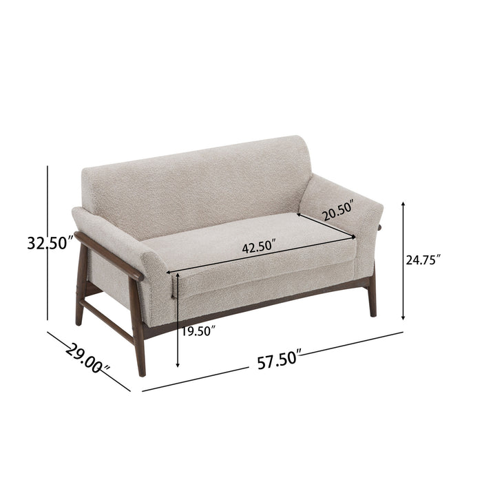 Harper Compact Seating Fabric Modern Loveseat,Almond