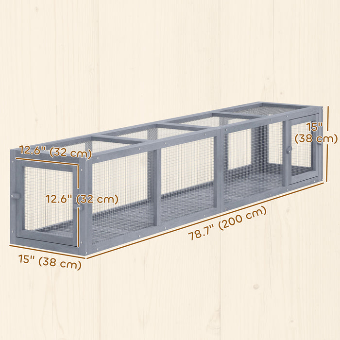 PawHut 79\" Long Cat Tunnel, Cat shelter L- Shape with Extendable Design, Cat Enclosure for Indoor/Outdoor Use with Weather Protection, Removable Door, Dark Grey
