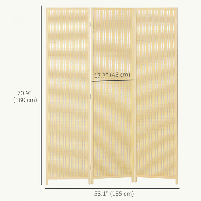 HOMCOM 6 Ft 3 Panel Room Divider, Folding Bamboo Privacy Screens, Natural