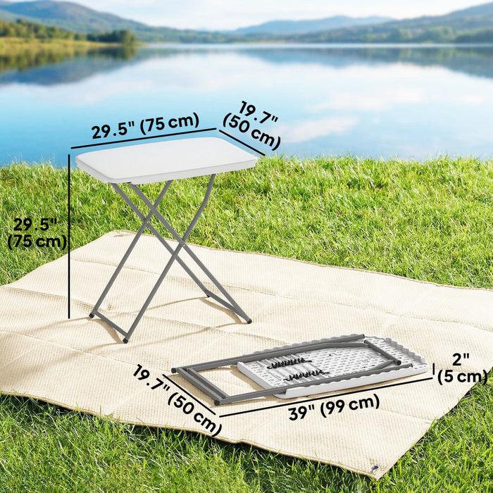 Outsunny Folding Picnic Table Adjustable 30\" x 20\", White
