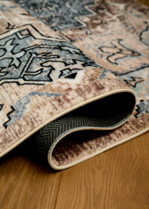 Esmira Traditional Blue Washable Rug 6'7\" x 9'0\" Indoor Area Rug