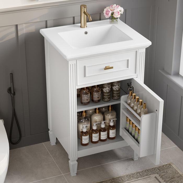 Jocelyn 20\" Bathroom Vanity with Ceramic Sink and Solid Rubberwood Frame, Black