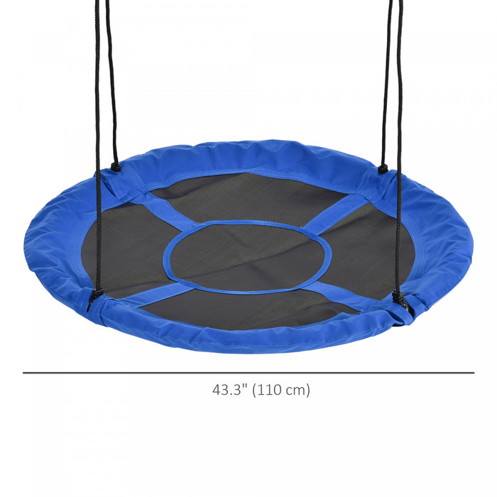 Outsunny 43.25\" Saucer Swing Giant Hanging Tree Swing, Nest Web Rope Seat, Adjustable Hanging Ropes For Indoor Outdoor Children 3-12 Years Old, Blue