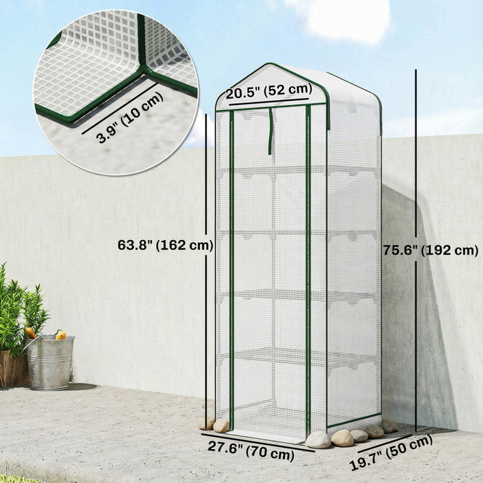 Outsunny Mini Greenhouse with Screen Roof, Portable Small Greenhouse, White