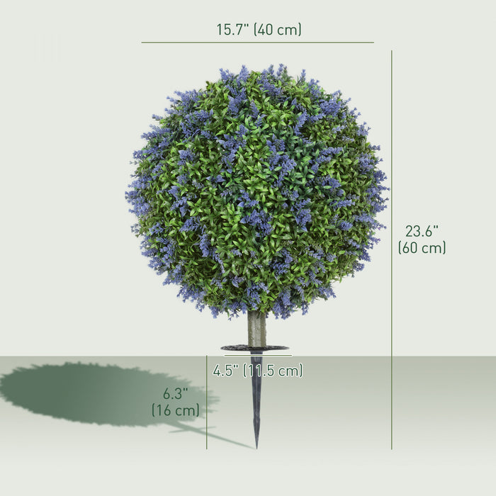 HOMCOM Artificial Plants Faux Lavender Set of 2, UV Protected Fake Plants